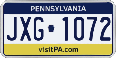 PA license plate JXG1072