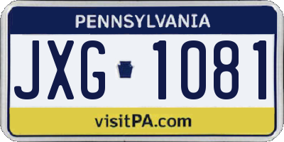 PA license plate JXG1081