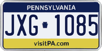 PA license plate JXG1085