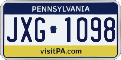 PA license plate JXG1098
