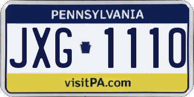 PA license plate JXG1110