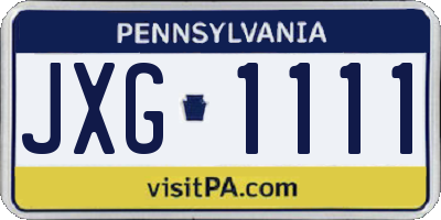 PA license plate JXG1111