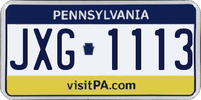 PA license plate JXG1113