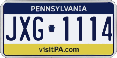 PA license plate JXG1114