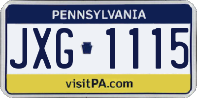 PA license plate JXG1115