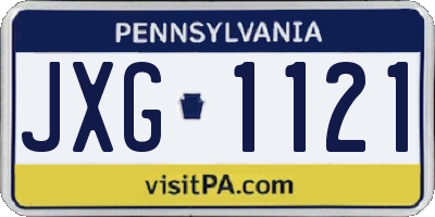 PA license plate JXG1121