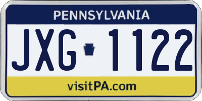 PA license plate JXG1122