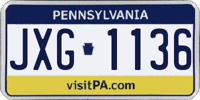 PA license plate JXG1136