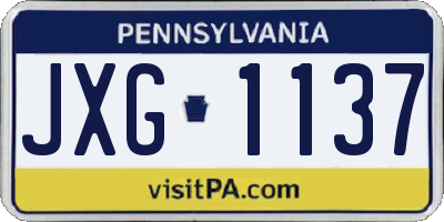 PA license plate JXG1137