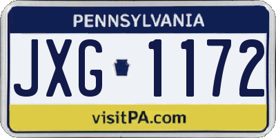 PA license plate JXG1172