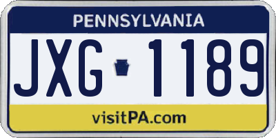 PA license plate JXG1189