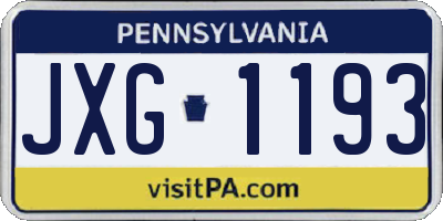 PA license plate JXG1193