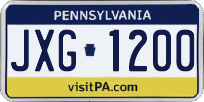 PA license plate JXG1200