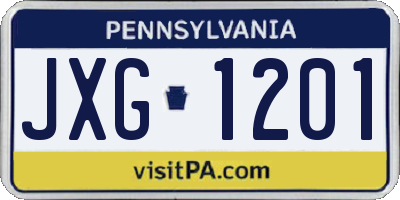 PA license plate JXG1201