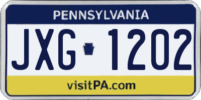 PA license plate JXG1202