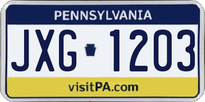 PA license plate JXG1203