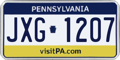 PA license plate JXG1207