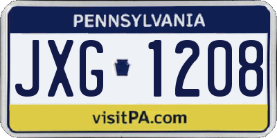 PA license plate JXG1208