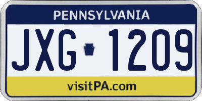 PA license plate JXG1209