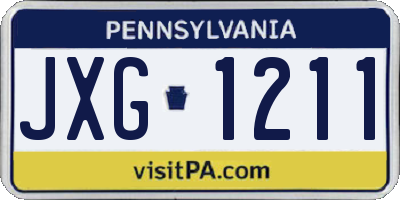 PA license plate JXG1211
