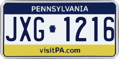 PA license plate JXG1216
