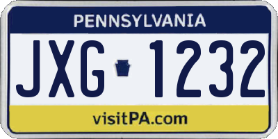 PA license plate JXG1232