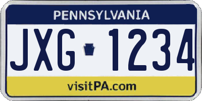 PA license plate JXG1234