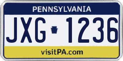 PA license plate JXG1236
