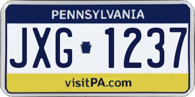 PA license plate JXG1237