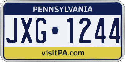 PA license plate JXG1244