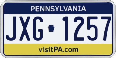 PA license plate JXG1257