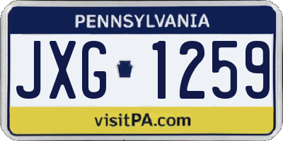 PA license plate JXG1259