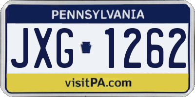 PA license plate JXG1262