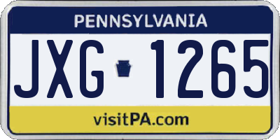 PA license plate JXG1265