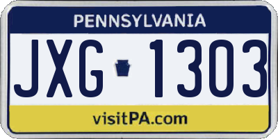 PA license plate JXG1303