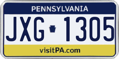 PA license plate JXG1305