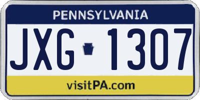 PA license plate JXG1307