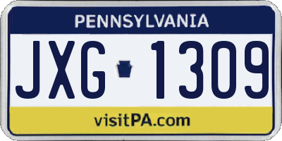 PA license plate JXG1309