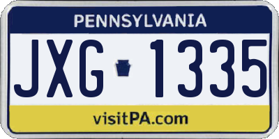 PA license plate JXG1335