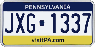 PA license plate JXG1337