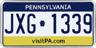 PA license plate JXG1339