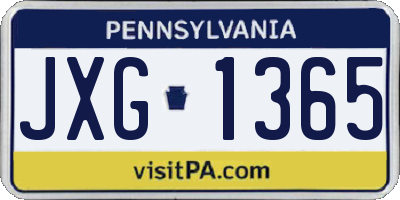 PA license plate JXG1365