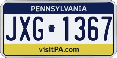 PA license plate JXG1367
