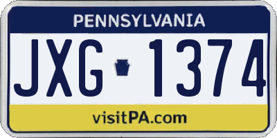 PA license plate JXG1374
