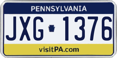 PA license plate JXG1376