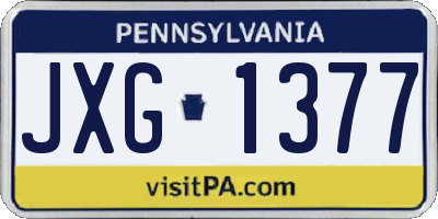 PA license plate JXG1377