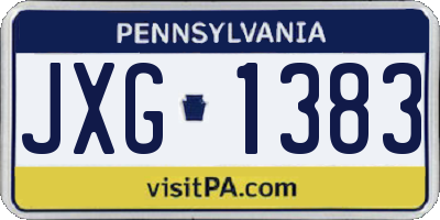 PA license plate JXG1383