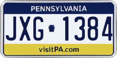 PA license plate JXG1384