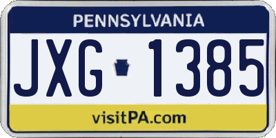PA license plate JXG1385