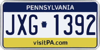 PA license plate JXG1392